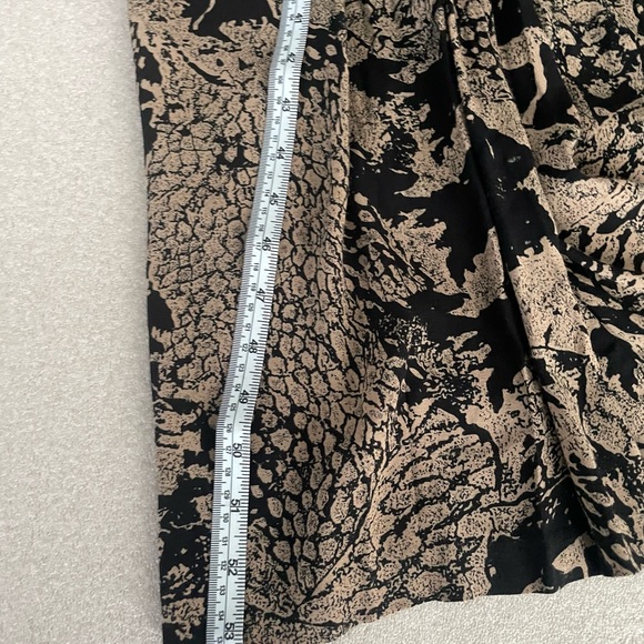 Vintage Mirrors II Abstract Brown Black Midi Surplice Blouson Dress - Picture 6 of 6